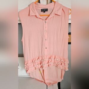 POL Peach Sleeveless Blouse with Button-Back